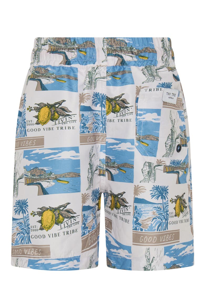 Kids' Amalfi Coast UPF 50+ Swim Trunks, Alternate, color, GREY MULTI