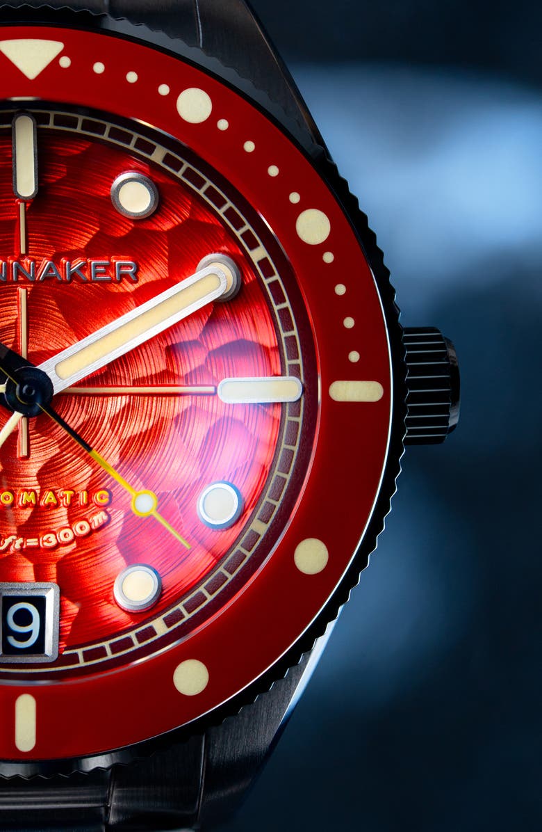 SPINNAKER Challenger Automatic Bracelet Watch, 42mm, Alternate, color, Red