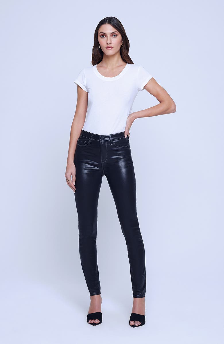 L'AGENCE Marguerite Topstitch Detail Coated Skinny Jeans, Alternate, color,