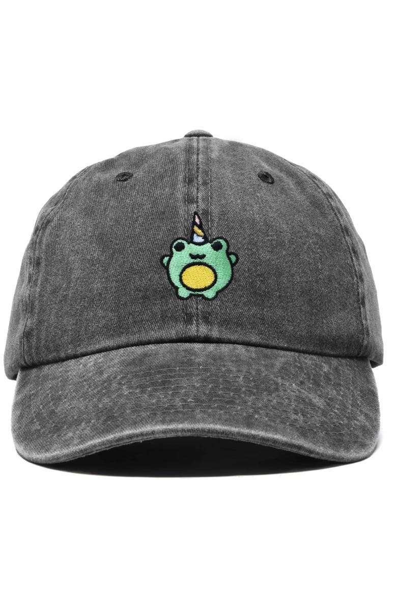 Dalix Froggy Unicorn Embroidered Cap, Main, color, Washed Black