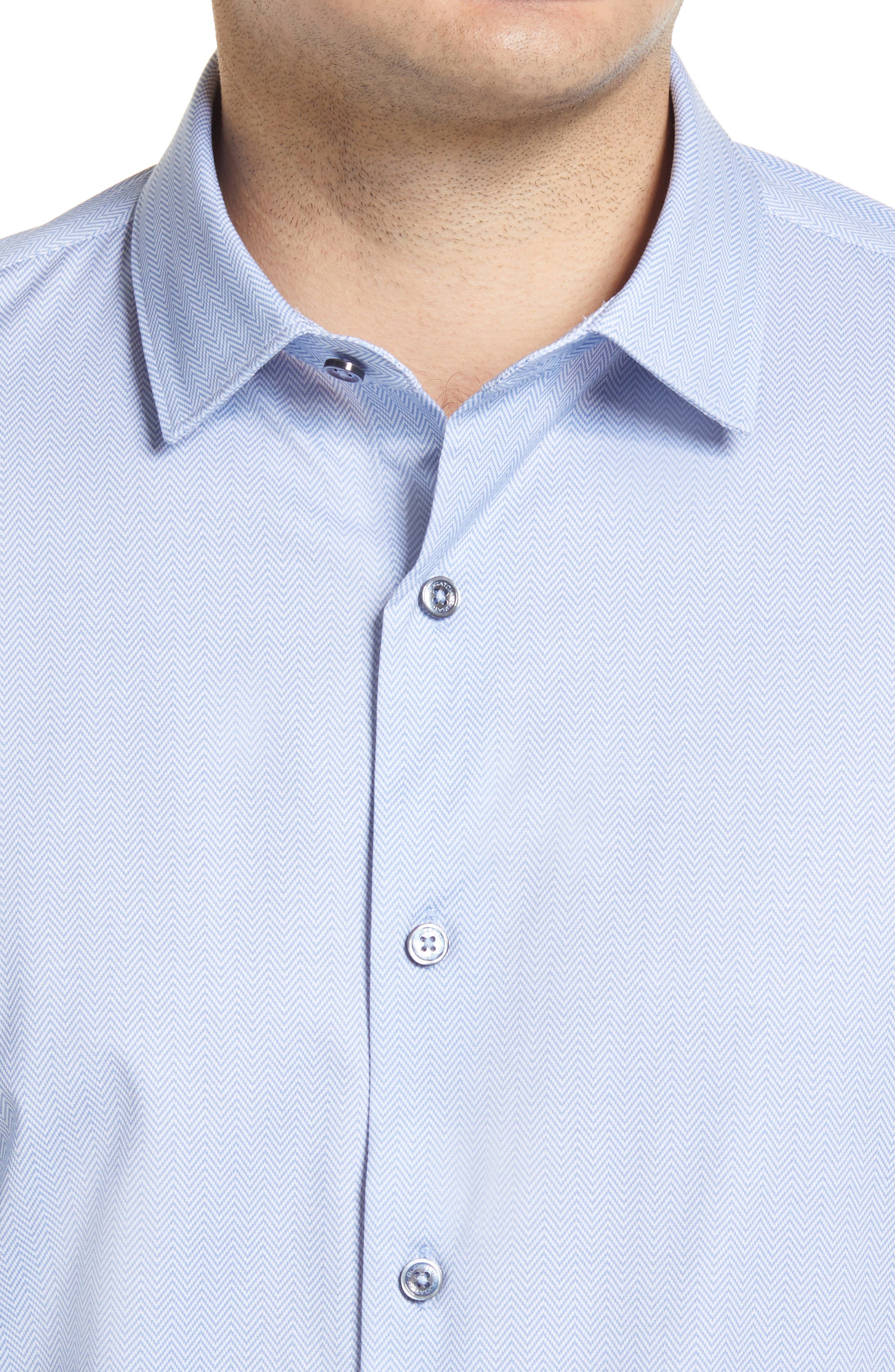 Bugatchi OoohCotton® Tech Herringbone Knit Button-Up Shirt (Men ...