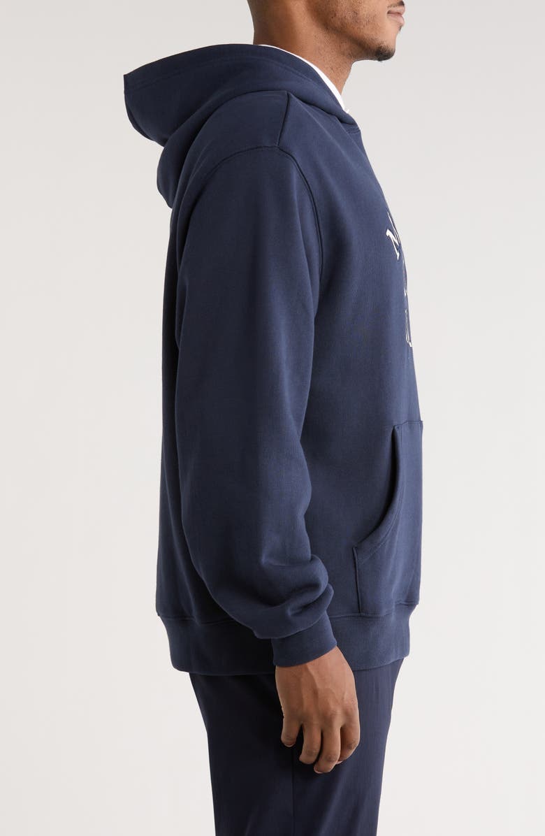 Malbon Golf Fesque Crest Cotton Graphic Hoodie, Alternate, color, Navy