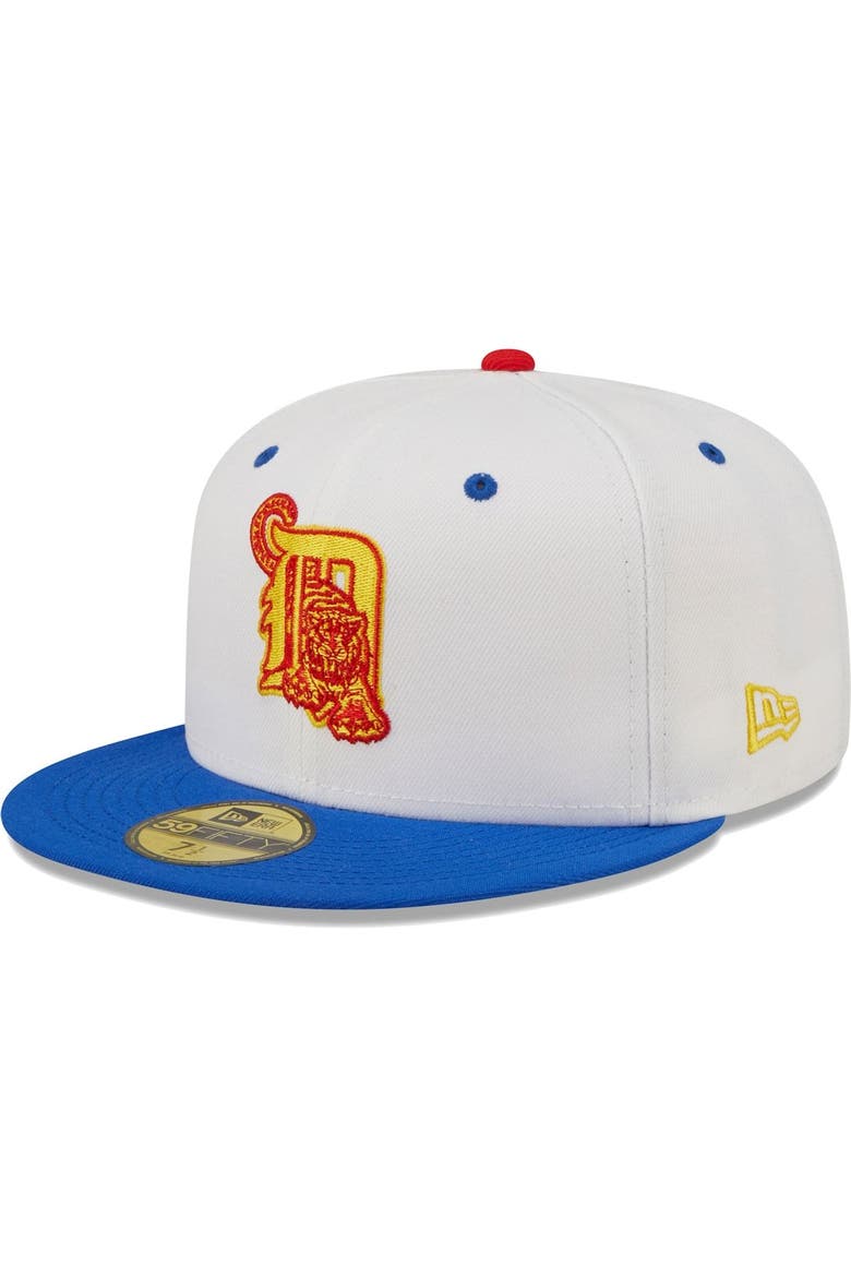 Men's New Era White/Royal Detroit Tigers Inaugural Season at Comerica Park Cherry Lolli 59FIFTY Fitted Hat, Alternate, color, White