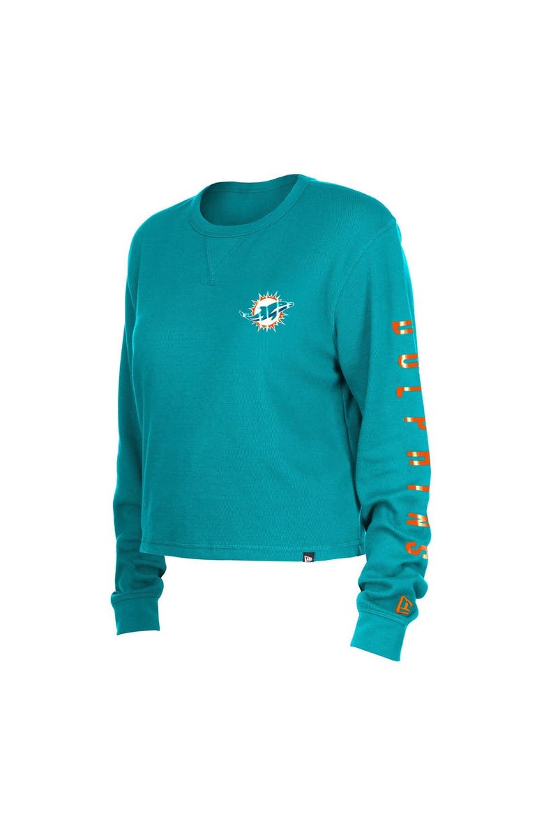 New Era Women's New Era  Aqua Miami Dolphins Thermal Crop Long Sleeve T-Shirt, Alternate, color, Aqua
