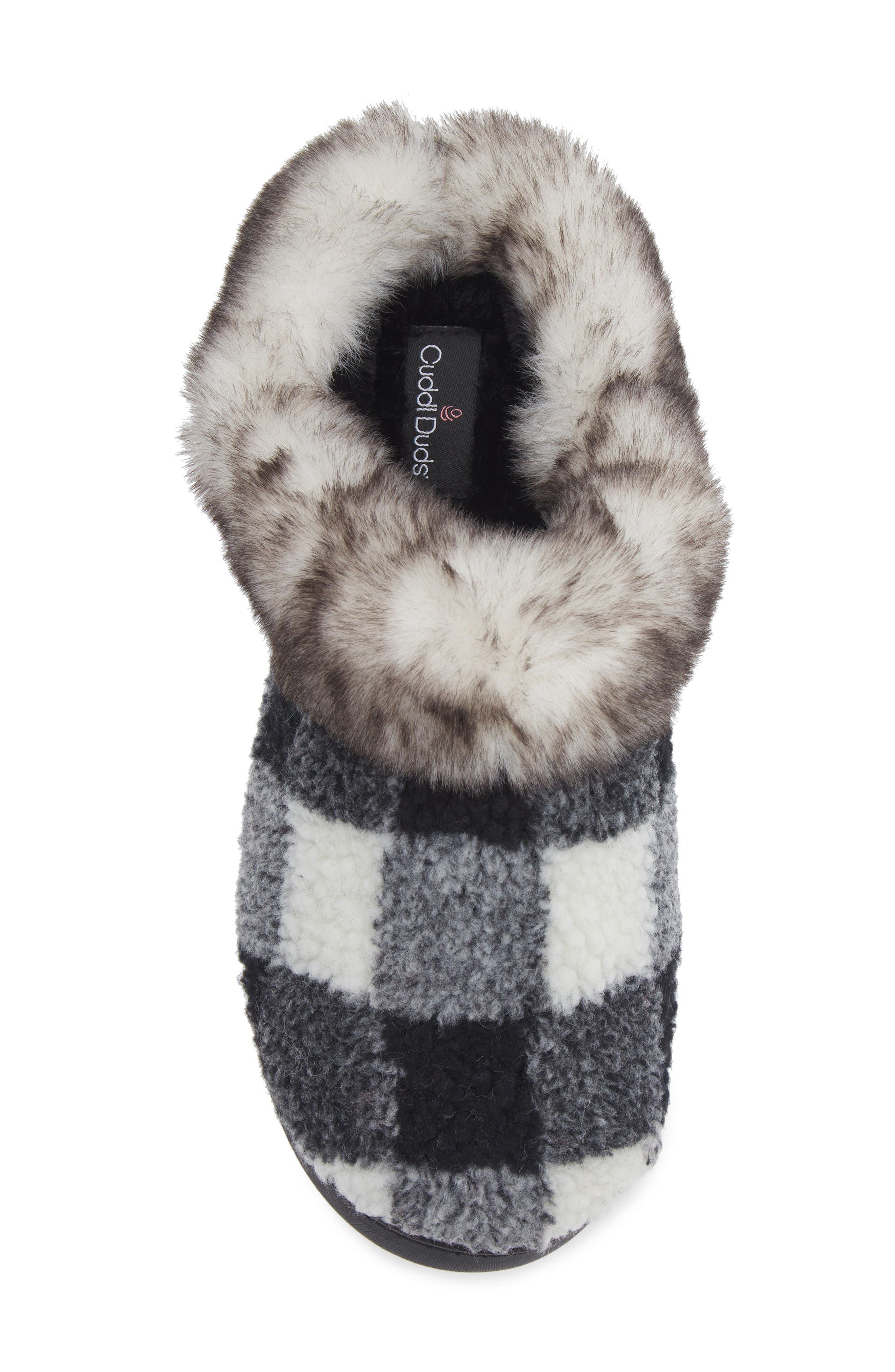 Buffalo Plaid Slipper, Alternate, color, BLACK/WHITE
