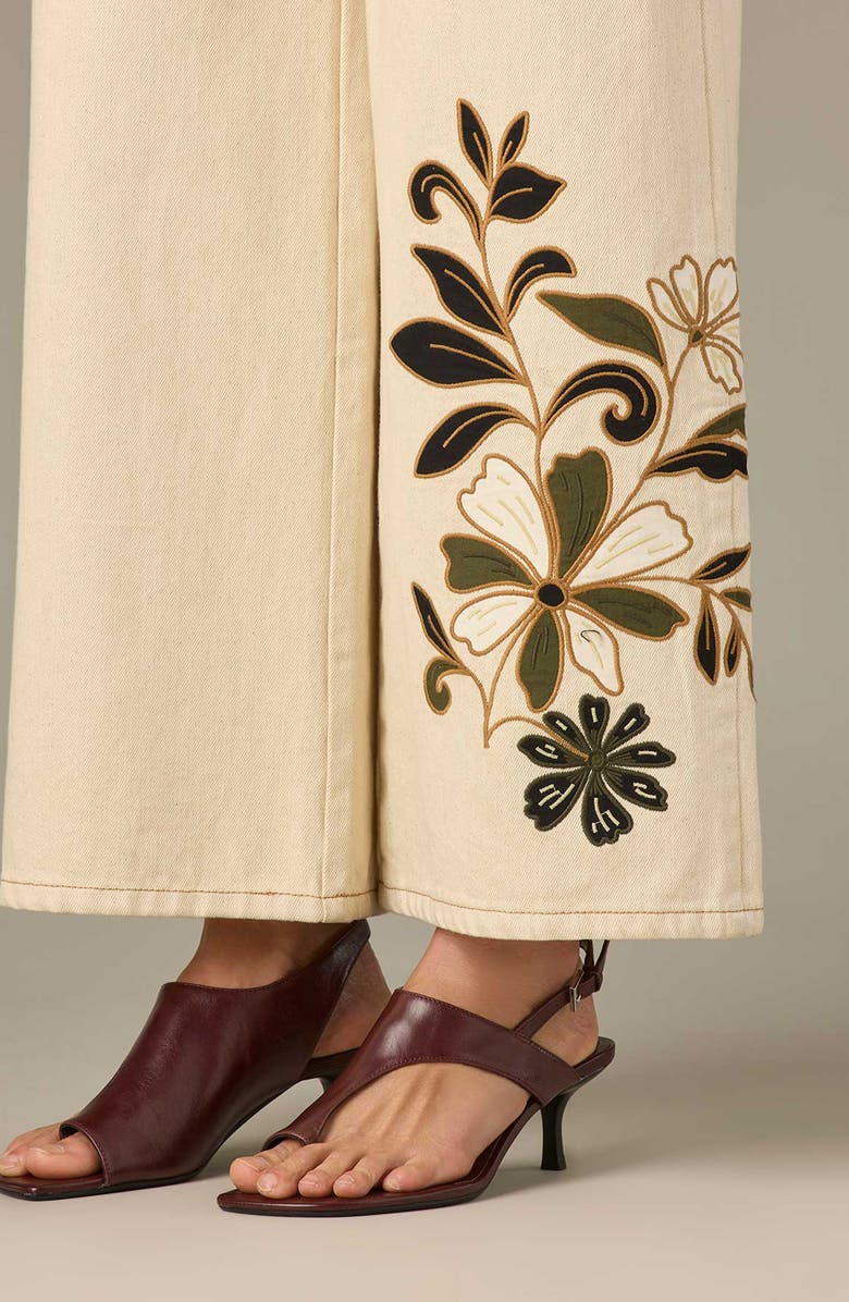 Wit & Wisdom 27/24 Flower Appliqué High Waist Wide Leg Jeans, Alternate, color, 