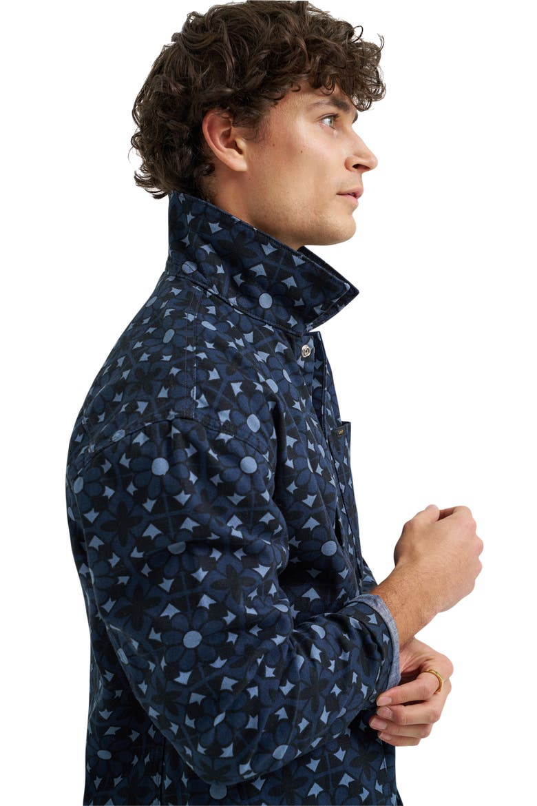 Floral Print Denim Jacket, Alternate, color, GEO PRINT