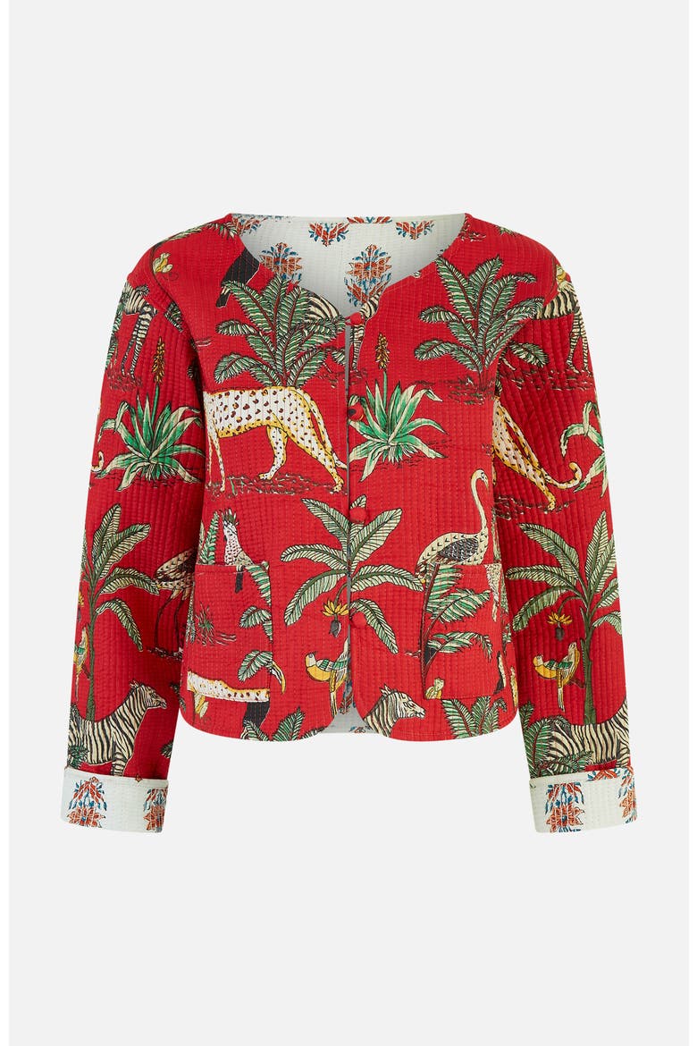 Animal Reversible Cropped Quilted Jacket, Alternate, color, Red