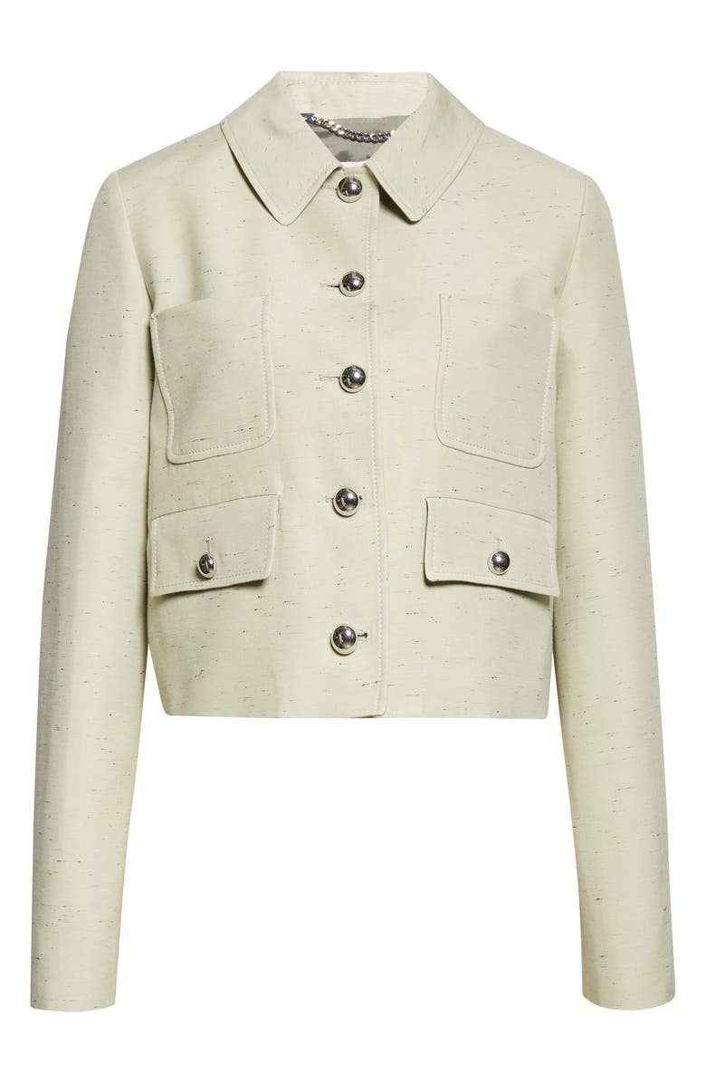 Altuzarra Astley Crop Flecked Cotton Blend Jacket, Main, color, Green Lily