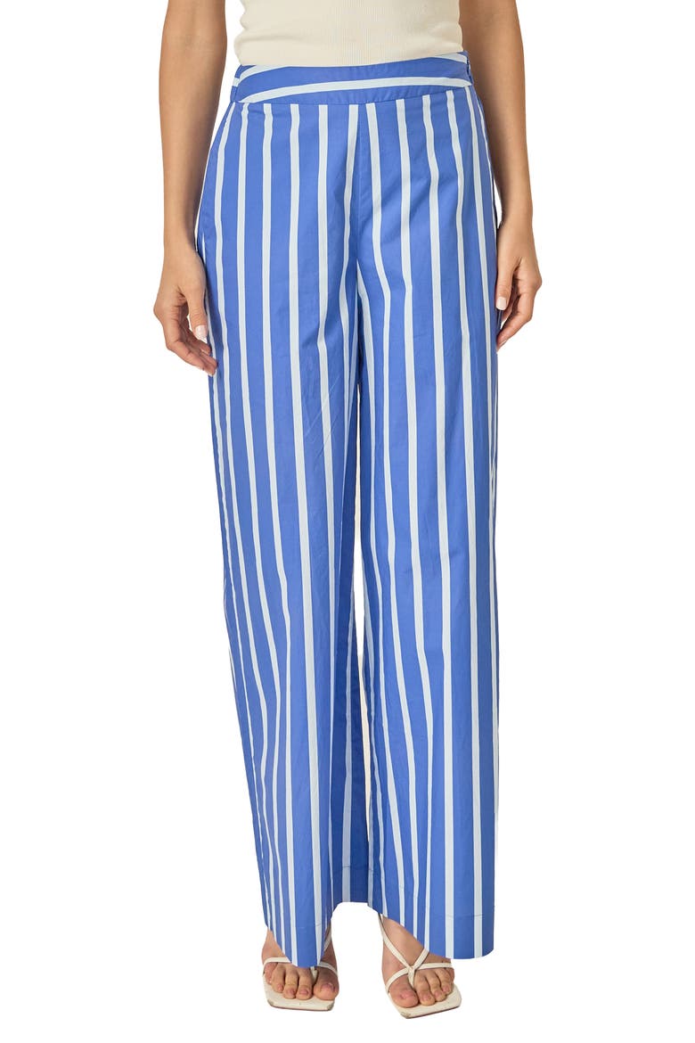 Stripe Wide Leg Pants, Main, color, NAVY/ BLUE