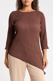 Renee C Semi Sheer Asymmetrical Hem Top