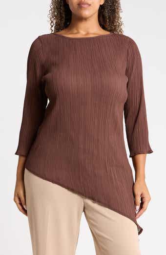 Semi Sheer Asymmetrical Hem Top