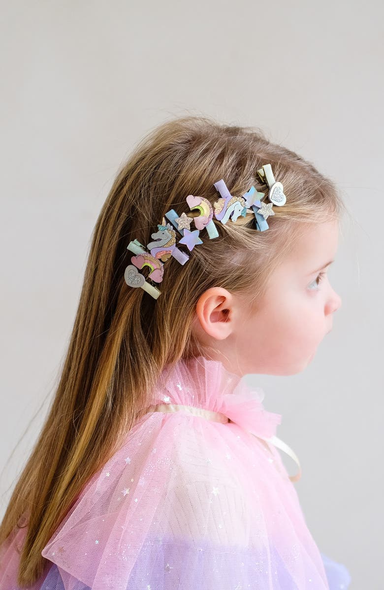 Mimi & Lula Kids' Unicorn Assorted 8-Pack Mini Hair Clips, Alternate, color, Pink