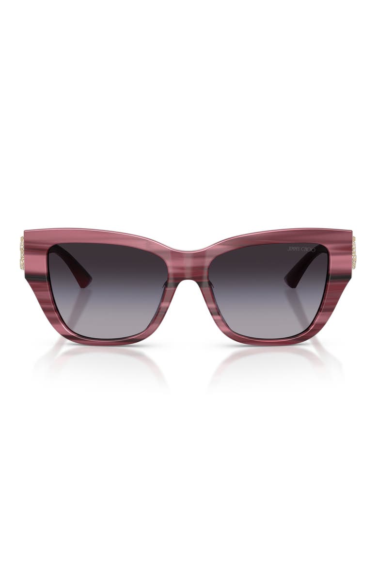 54mm Gradient Pillow Sunglasses, Main, color, STRIPED CRANBERRY / GRAY