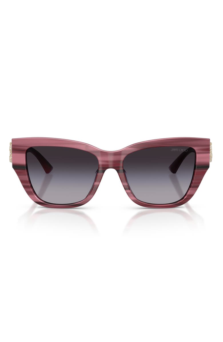 Jimmy Choo 54mm Gradient Pillow Sunglasses, Main, color, Striped Cranberry / Gray