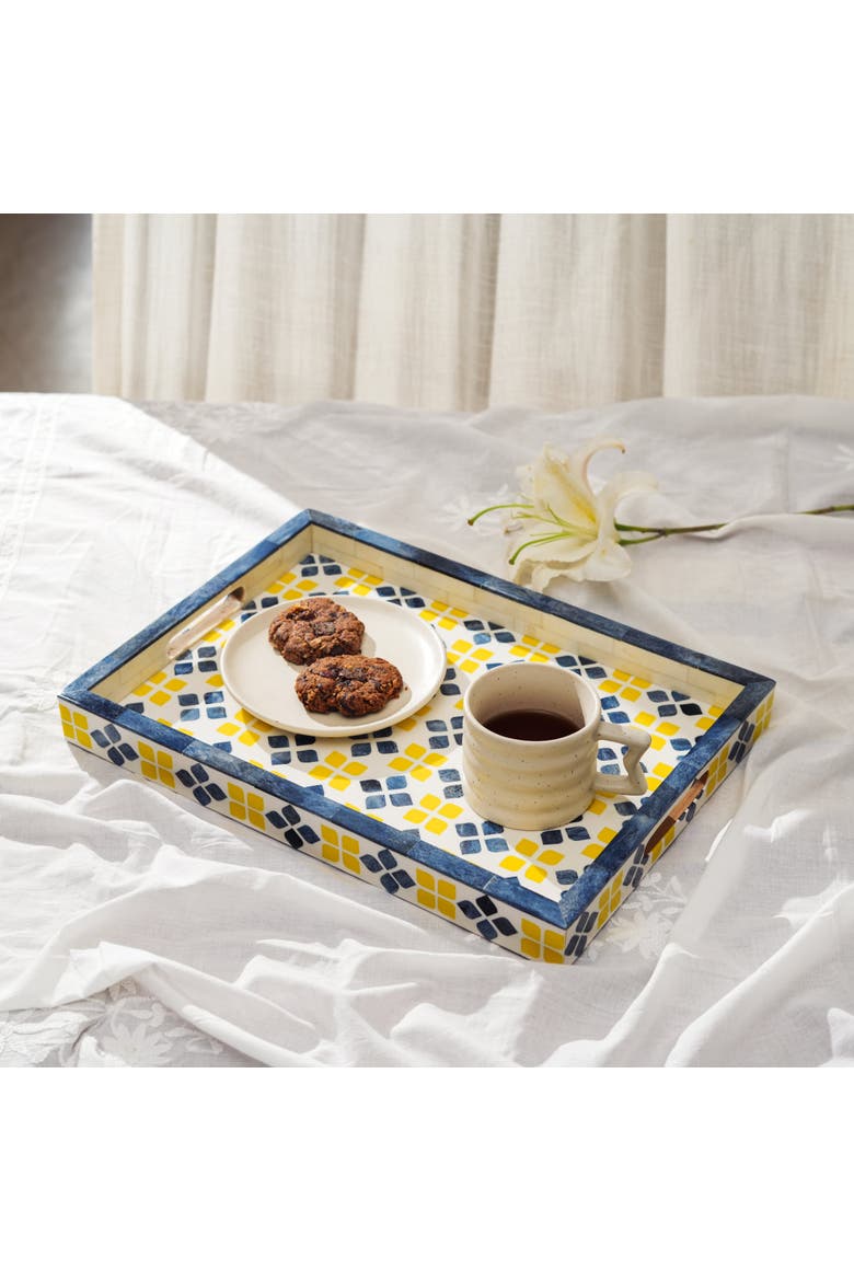 Marigold Mosaic Bone Inlay Tray, Alternate, color, Marigold