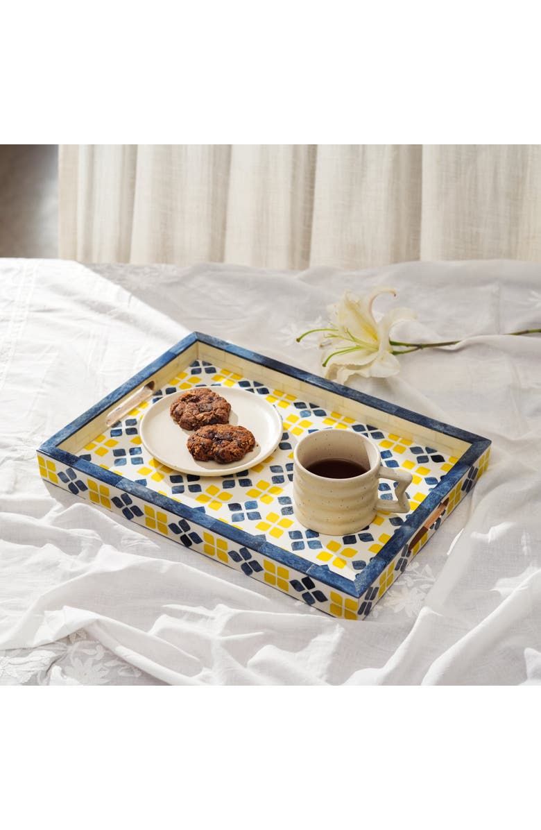 Mela Artisans Marigold Mosaic Bone Inlay Tray, Alternate, color, Marigold