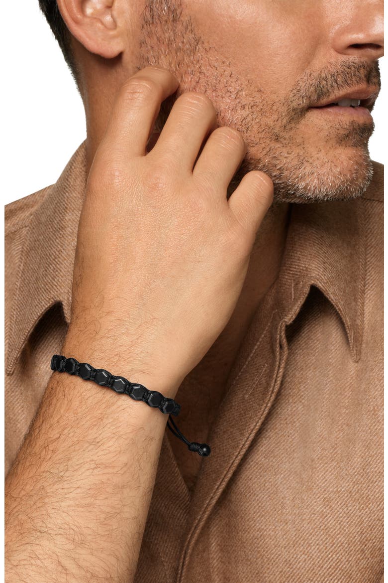 Faceted Woven Bracelet in Black Titanium with Black Nylon and Black Onyx, Alternate, color, ALTERNATIVE MATERIAL