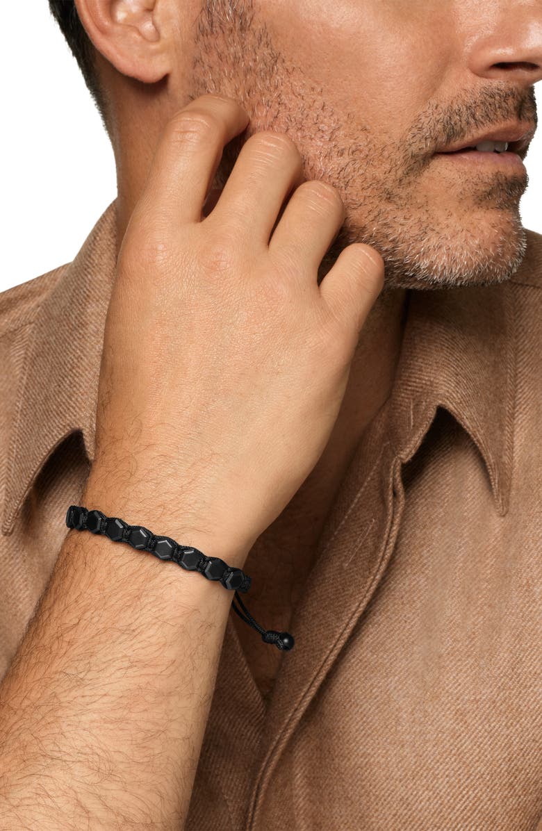 David Yurman Faceted Woven Bracelet in Black Titanium with Black Nylon and Black Onyx, Alternate, color, Alternative Material