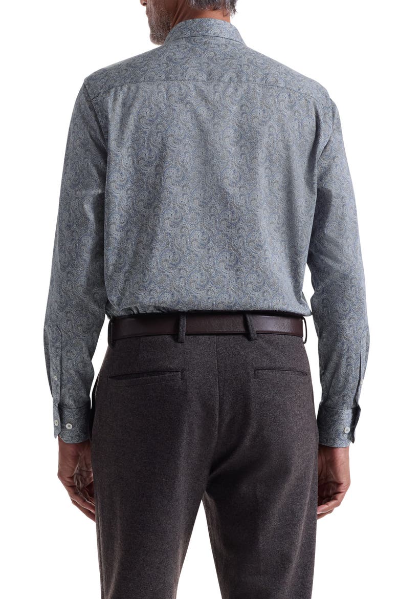 Julian Shaped Fit Paisley Stretch Cotton Button-Up Shirt, Alternate, color, TAUPE