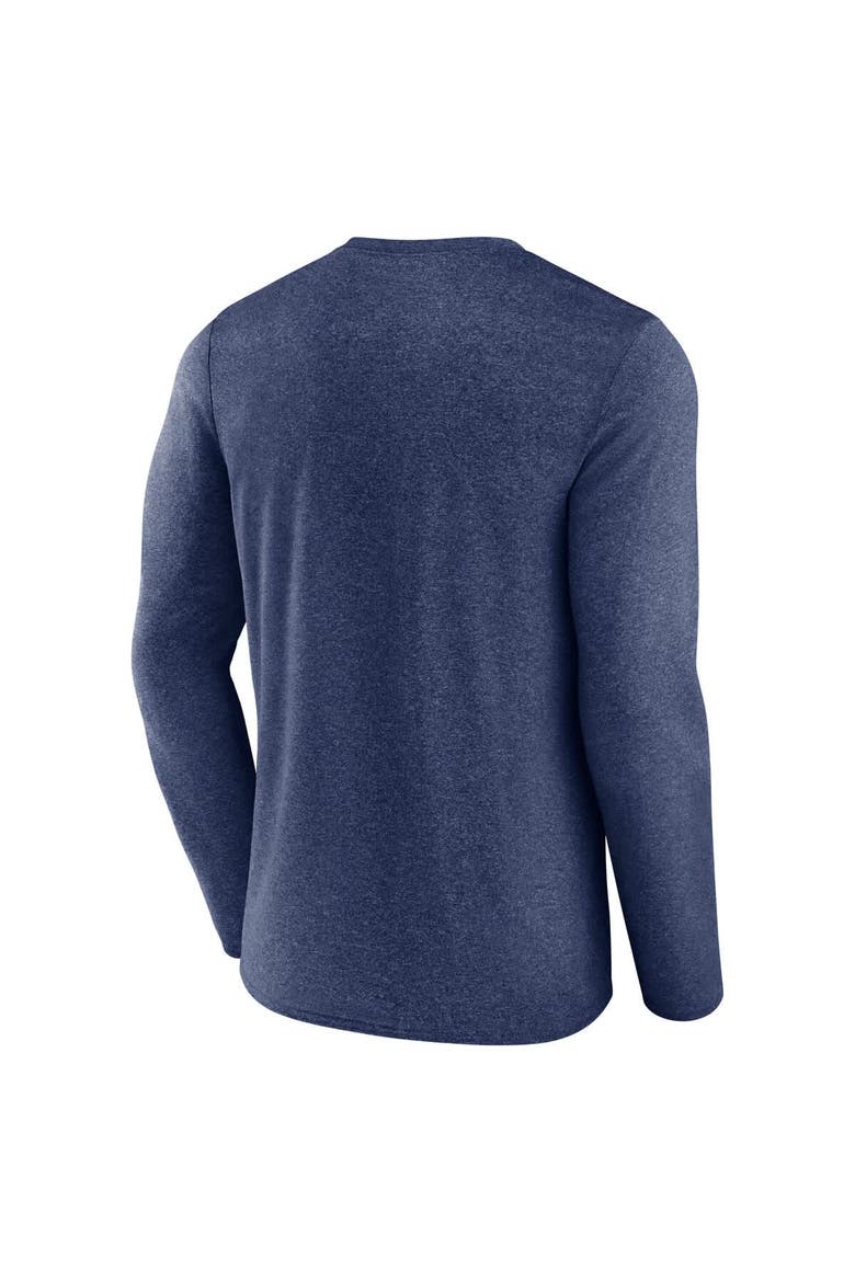 Men's Fanatics Heather Deep Sea Blue Seattle Kraken Sweep Iconic Synthetic Long Sleeve T-Shirt, Alternate, color, Heather Navy