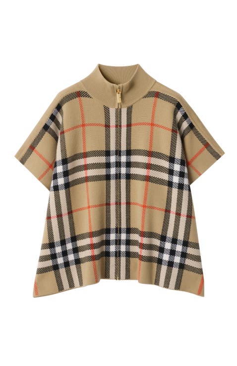 Reversible Check Wool Cape