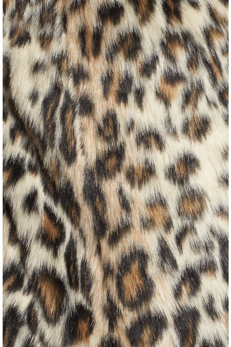 Leopard Print Faux Fur Funnel Coat, Alternate, color, LEOPARD