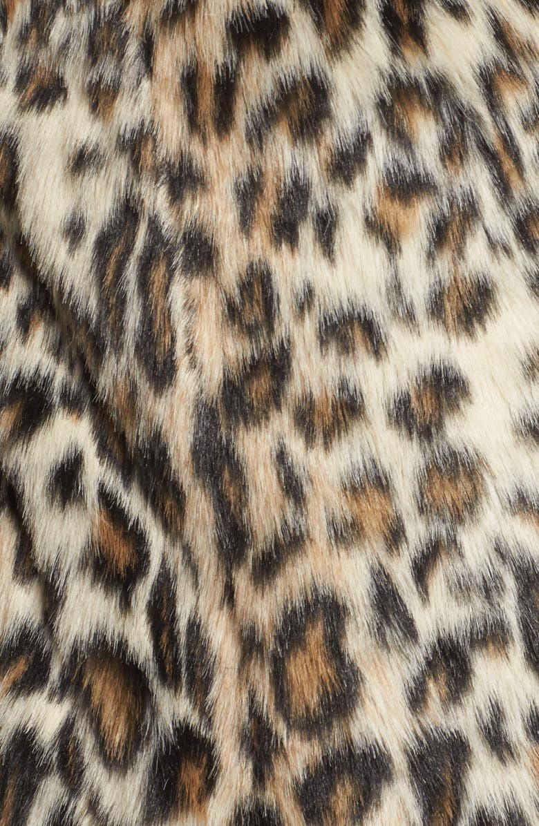 DOROTHY PERKINS Leopard Print Faux Fur Funnel Coat, Alternate, color, 
