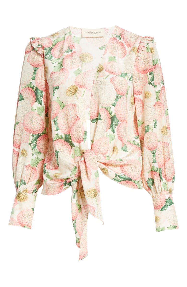 Adriana Degreas Floral Print Silk Cover-Up Blouse, Alternate, color, 