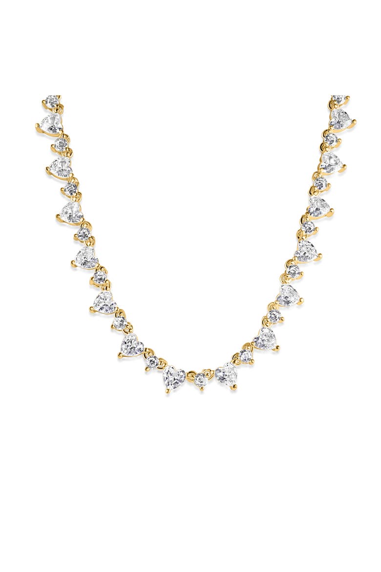 Heart Tennis Necklace, Main, color, Gold