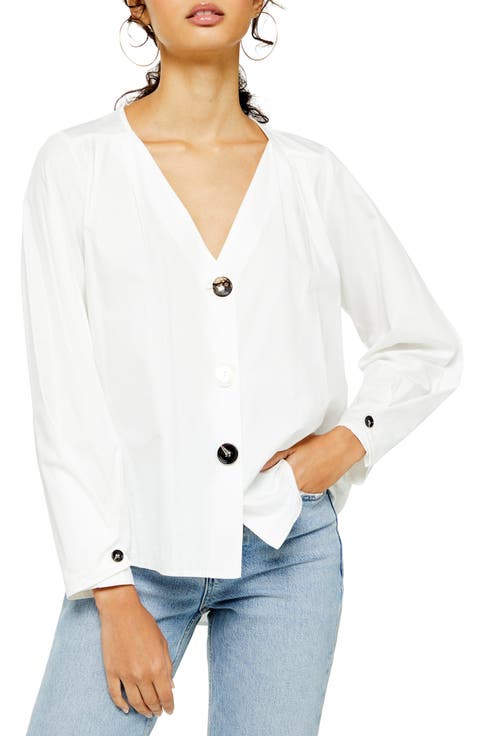 Mix Pleat Button Top