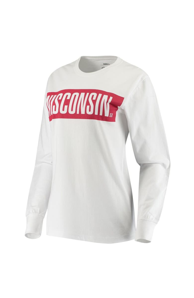 PRESSBOX Women's Pressbox White Wisconsin Badgers Big Block Whiteout Long Sleeve T-Shirt, Alternate, color,