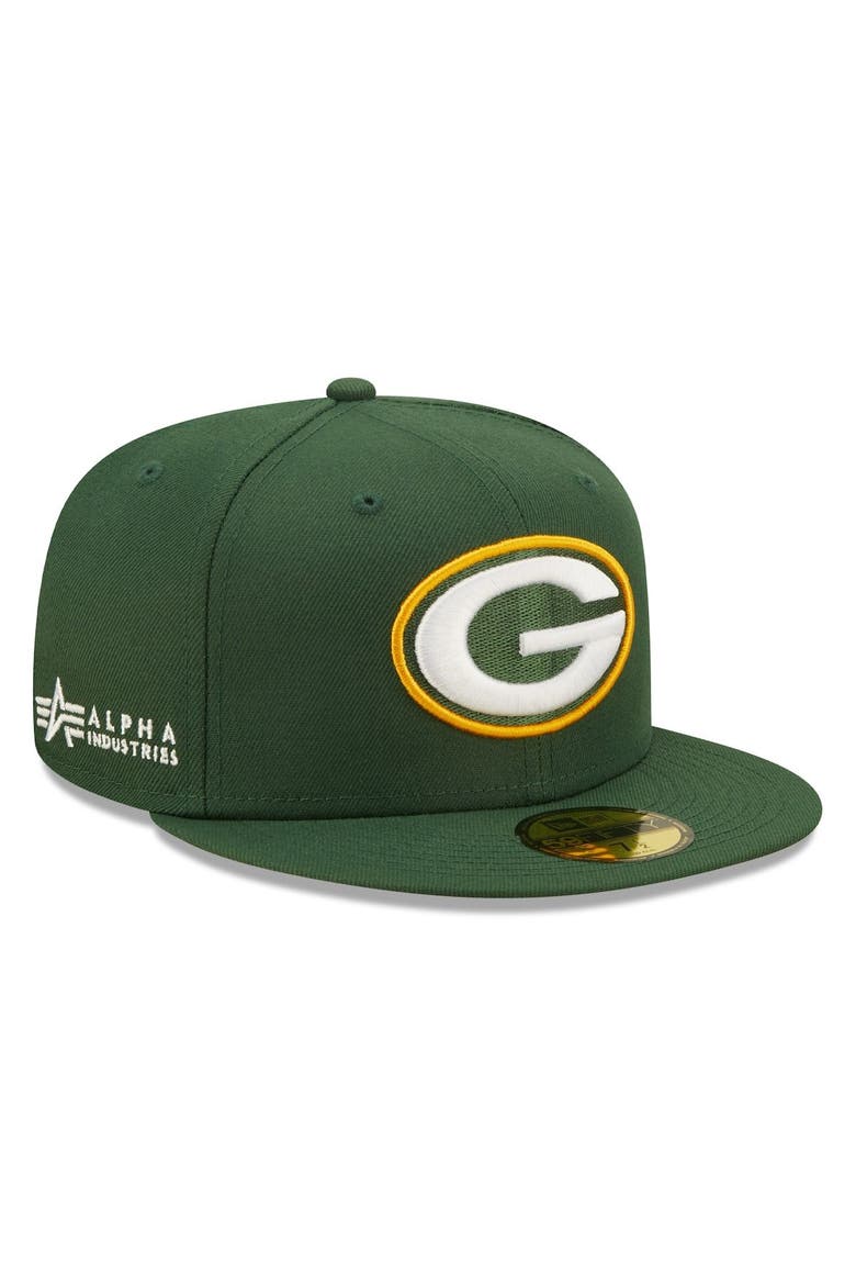 Men's New Era x Alpha Industries Green Green Bay Packers Alpha 59FIFTY Fitted Hat, Main, color, Green