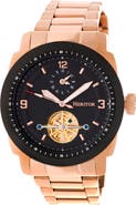 Heritor Automatic Helmsley Semi-Skeleton Leather-Band Watch
