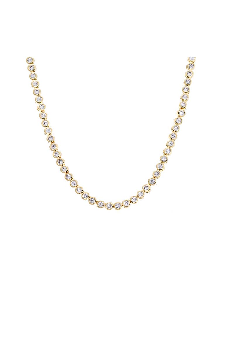CZ Bezel Tennis Necklace, Main, color, Gold