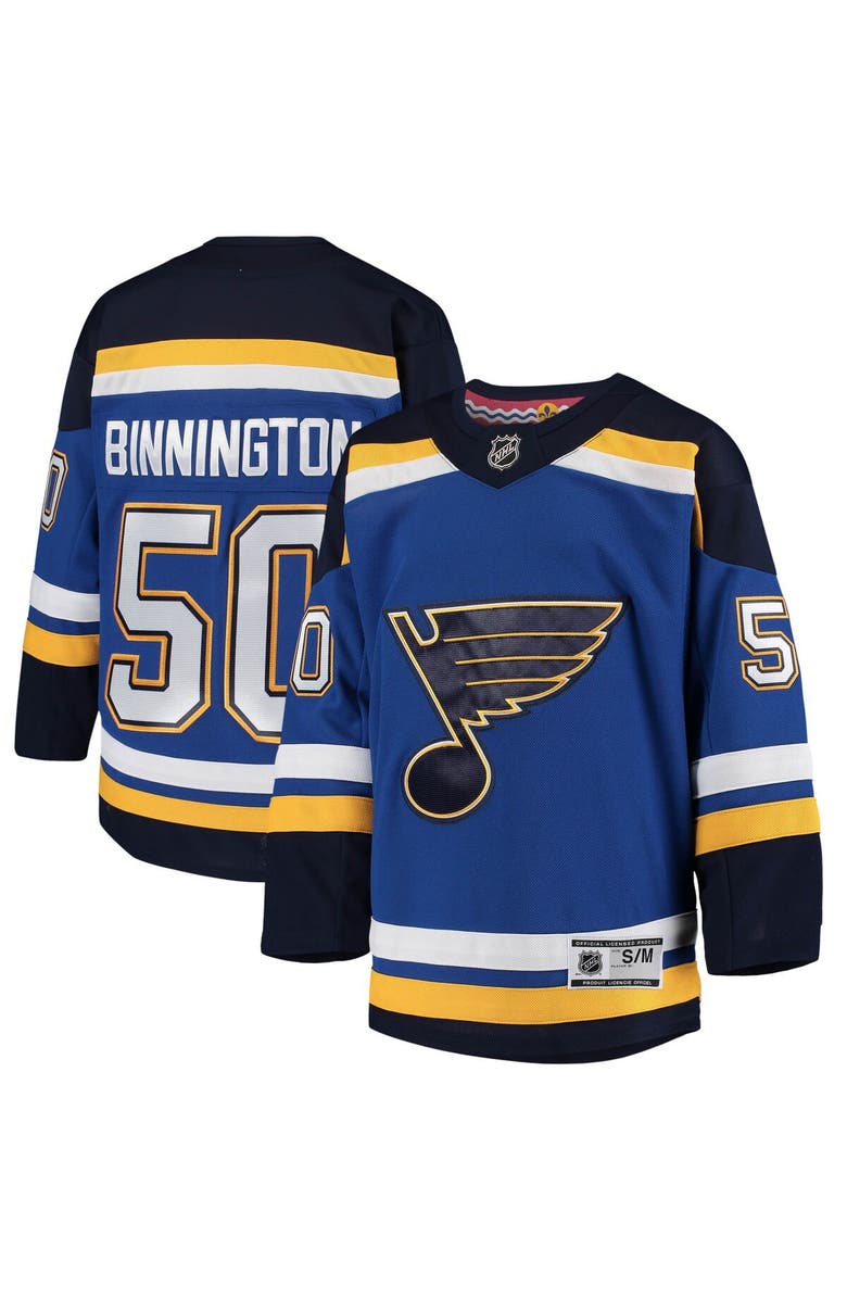 Outerstuff Youth Jordan Binnington Blue St. Louis Blues Home Premier Player Jersey, Main, color, 