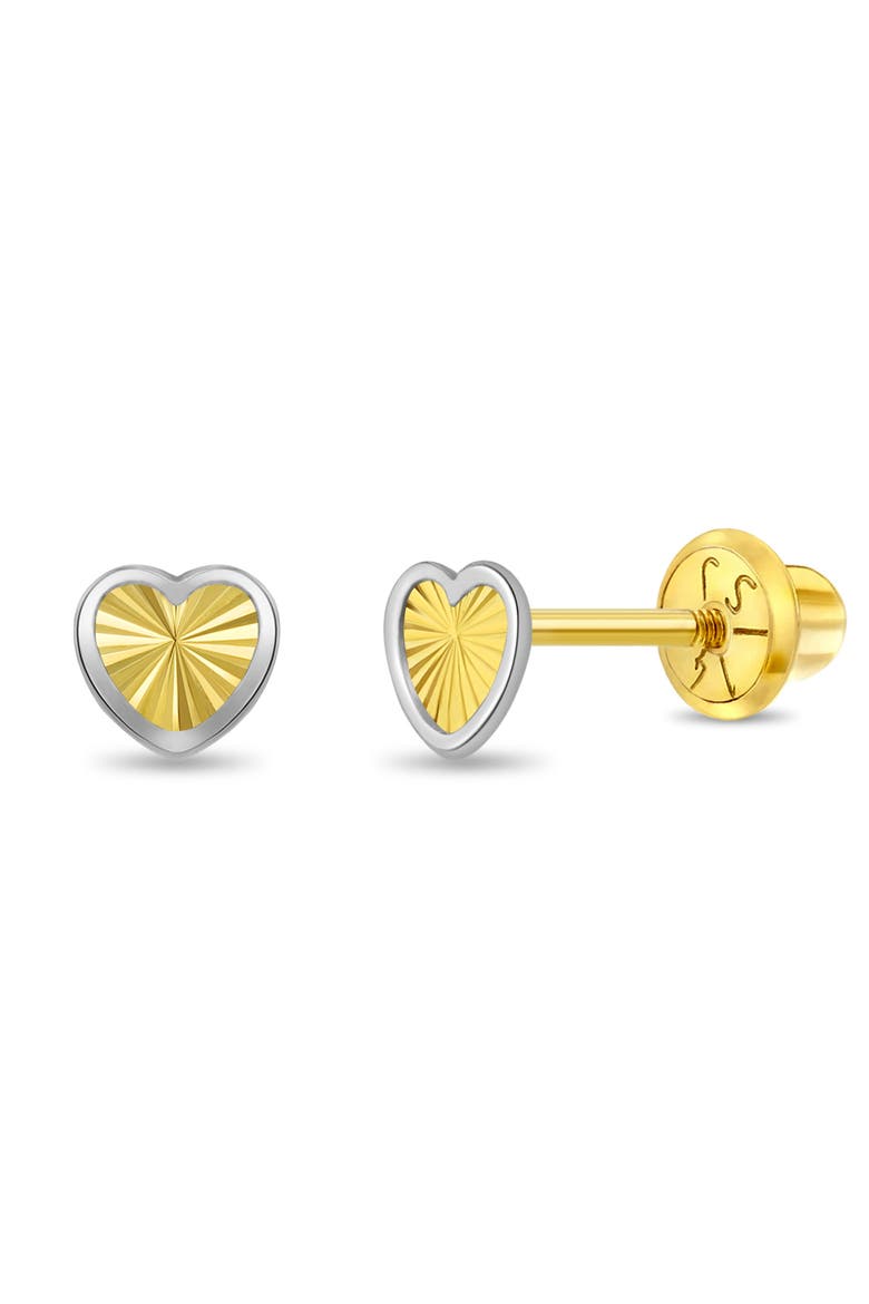 14k Two Tone Heart Earrings, Main, color, Gold