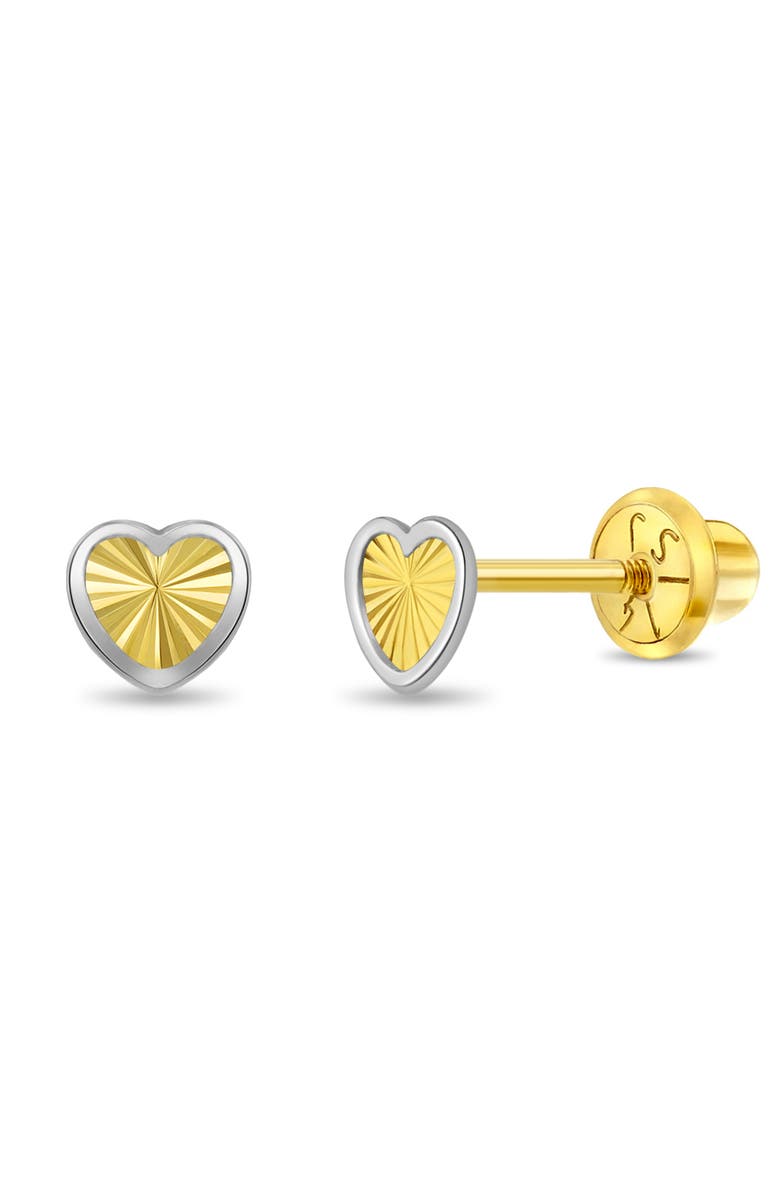 In Season Jewelry 14k Two Tone Heart Earrings, Main, color, Gold