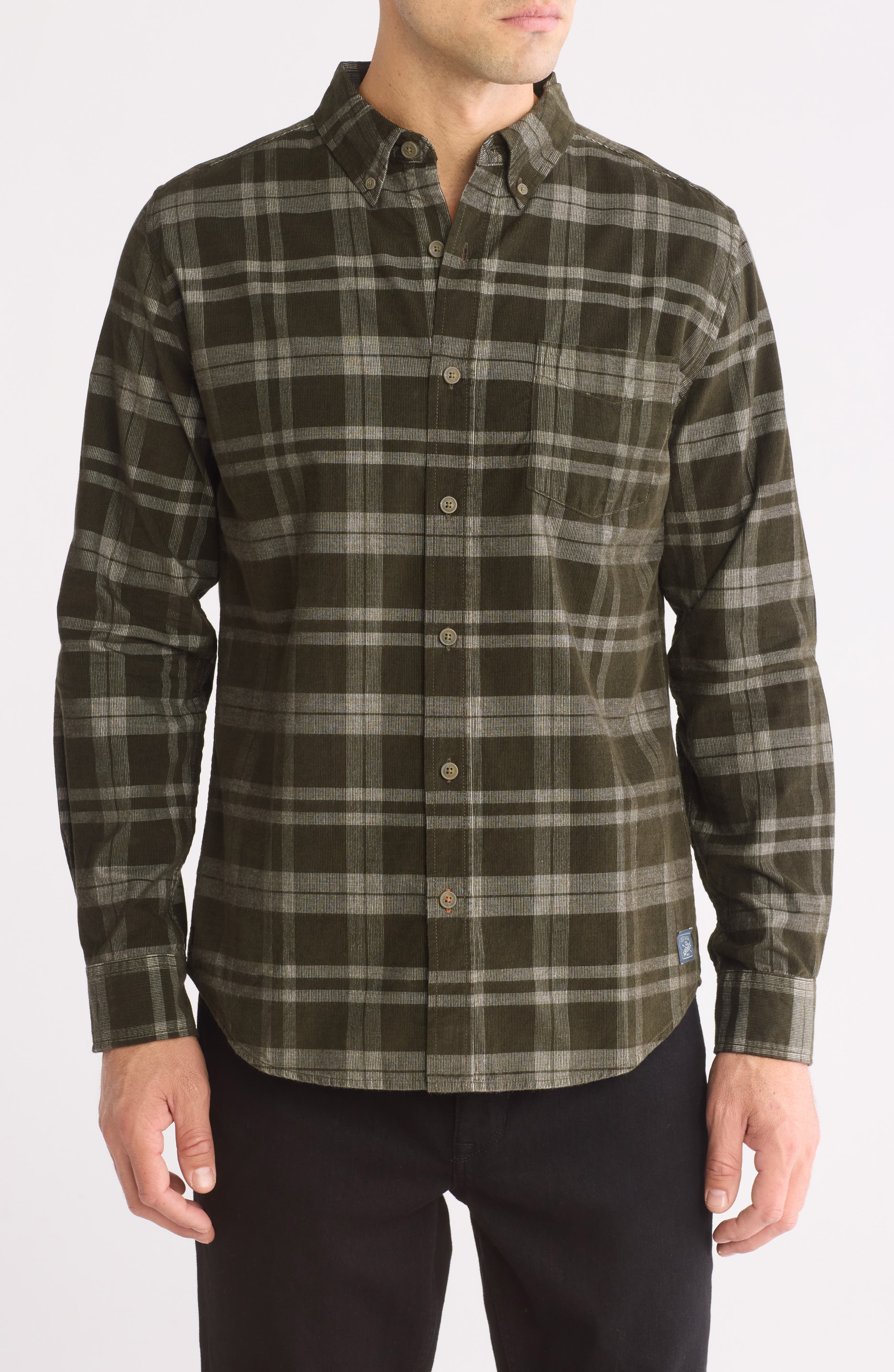 Plaid Corduroy Button-Up Shirt - image 3