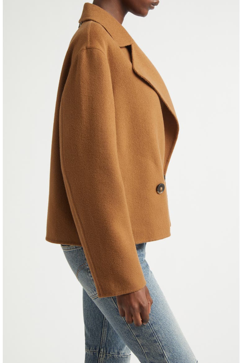 Crop Wool Peacoat, Alternate, color, TOFFEE