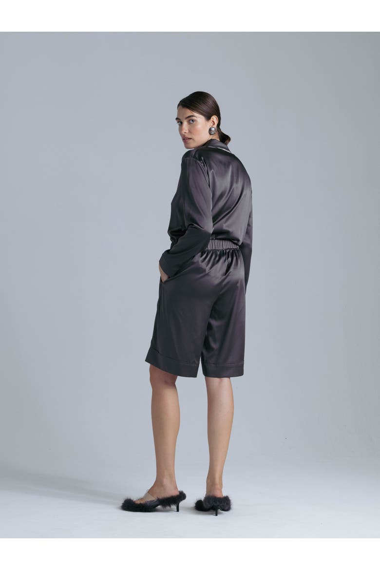 Silk Long Sleeve Shirt, Alternate, color, Magic Grey