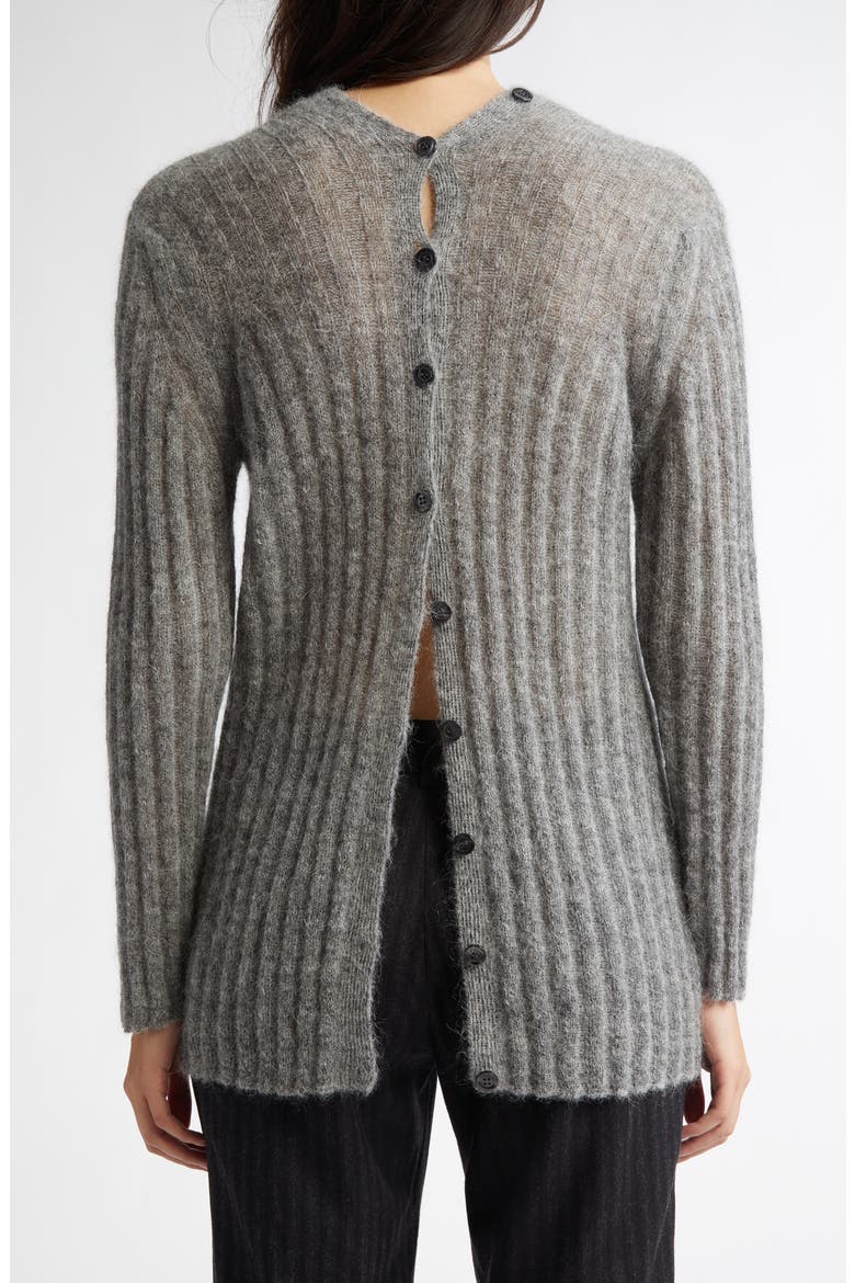 Naor Button Back Mohair & Alpaca Blend Rib Cardigan, Alternate, color, GREY