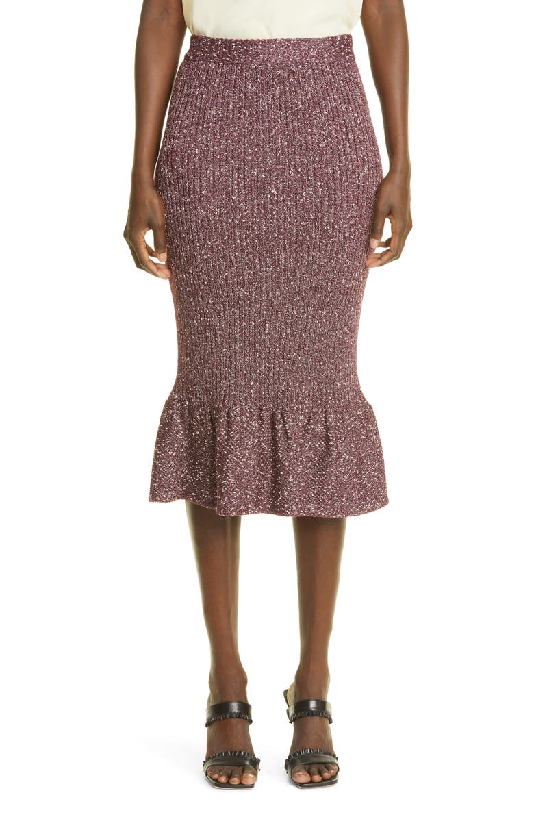 St. John Collection Ruffle Hem Tweed Knit Pencil Skirt, Main, color, 
