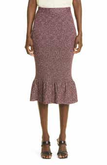 ST. JOHN Collection Ruffle Hem Tweed Knit Pencil Skirt
