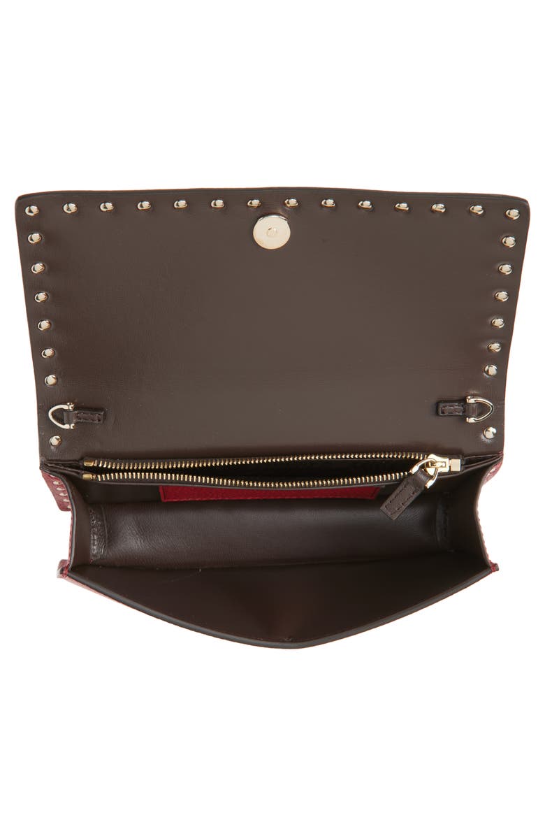 Valentino Garavani Rockstud Genuine Calf Hair Wallet with Crossbody Strap, Alternate, color, Red