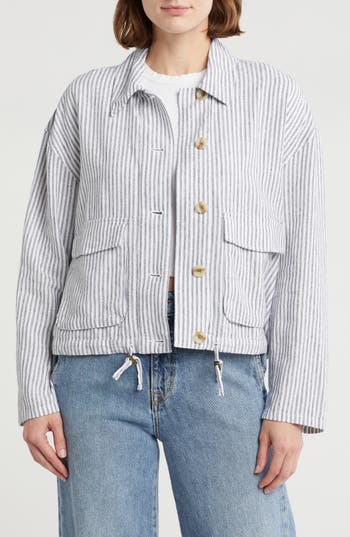 CASLON CASLON® LINEN BLEND UTILITY SHIRT JACKET