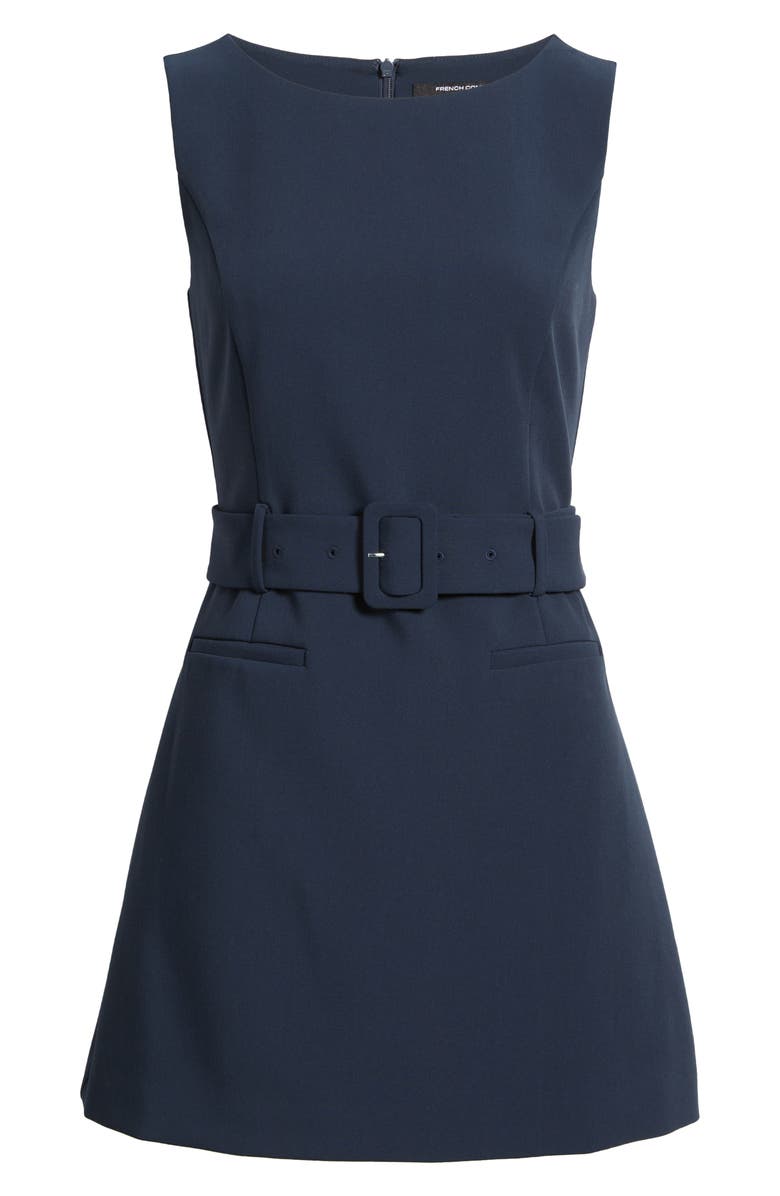 French Connection Azra Belted Sleeveless Twill Minidress, Alternate, color, Marine