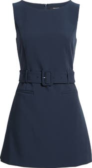 French Connection Azra Belted Sleeveless Twill Minidress