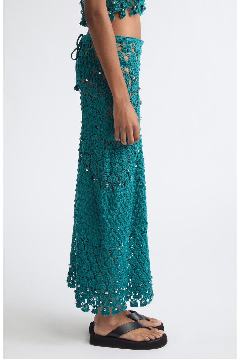 Beaded Cotton Crochet Skirt, Alternate, color, GREEN
