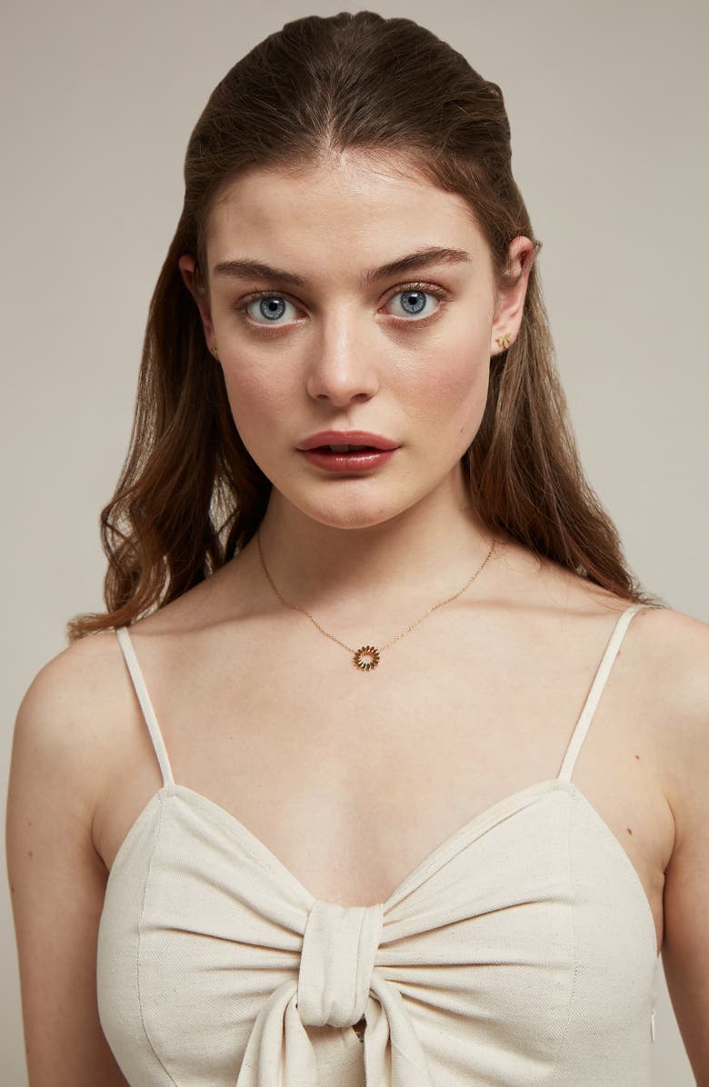 Estella Bartlett Modern Floral Pendant Necklace, Alternate, color, Gold